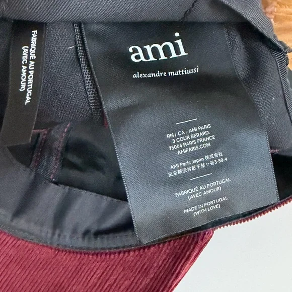 AMI de Coeur Paris Alexandre Mattiussi Baseball Cap Burgundy Corduroy Velvet Hat